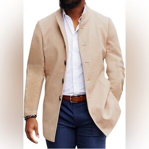 👉🏼LIKE NEW👈🏼 Men’s Casual Overcoat Single Breasted Stand Collar Size:XXL
